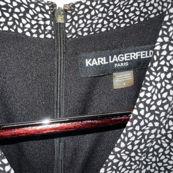 Karl Lagerfeld black and white dress slightly draped in back bottom size 4 - Picture 5 of 5